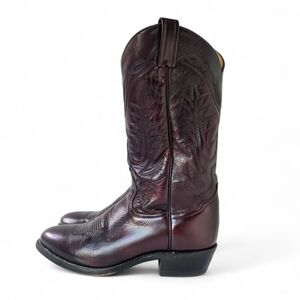 Vintage TONY LAMA Boots 9.5 D Leather Western Cowboy Red-Brown Men's